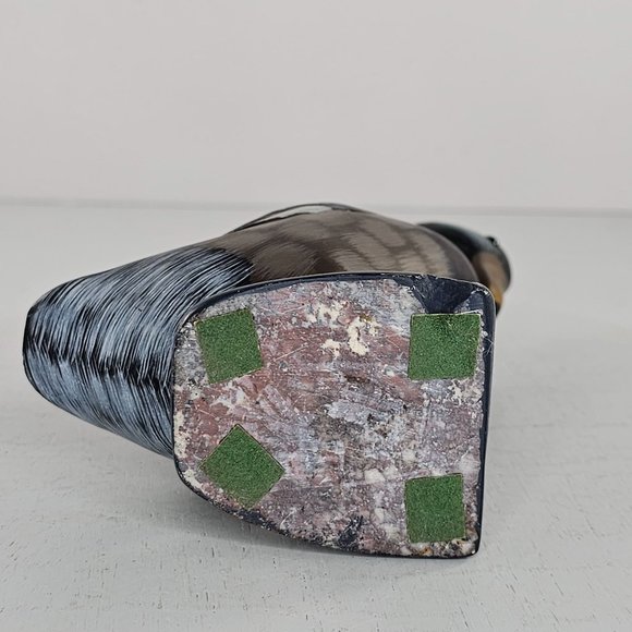 Vintage Carved Stone Duck Hand Painted Figurine Glass Eyes Head Tucked Bird - Picture 6 of 7